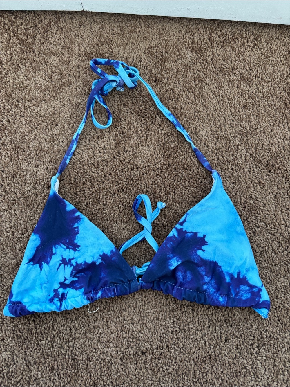 Zaful Blue Tie-Dye Triangle Bikini Top